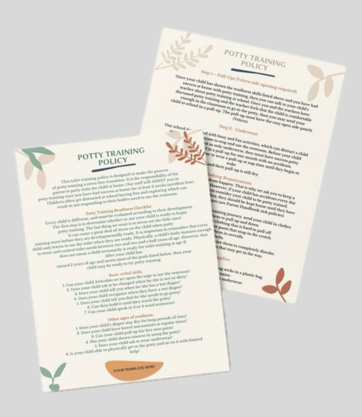 Editable Potty Training Policies