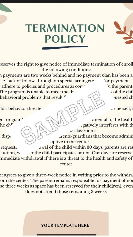 Editable Termination Policy/Letters