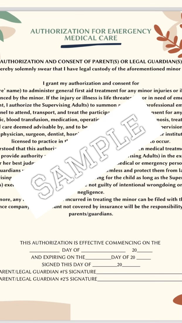 Editable Medical Authorization