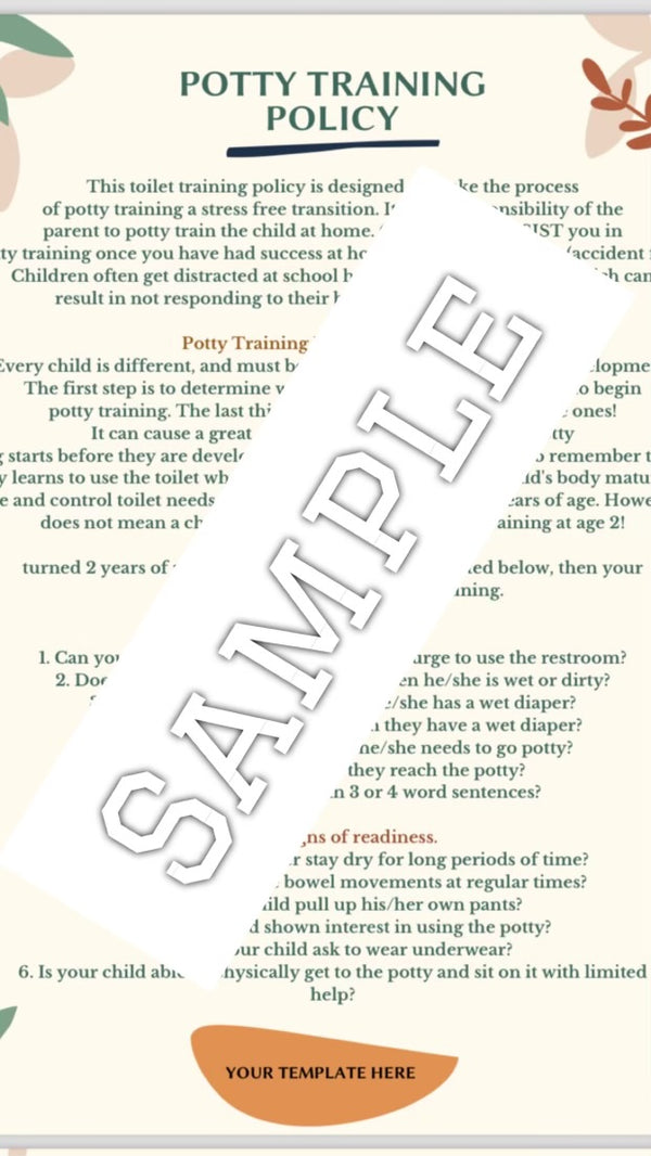 Editable Potty Training Policies Peaceful Sensory