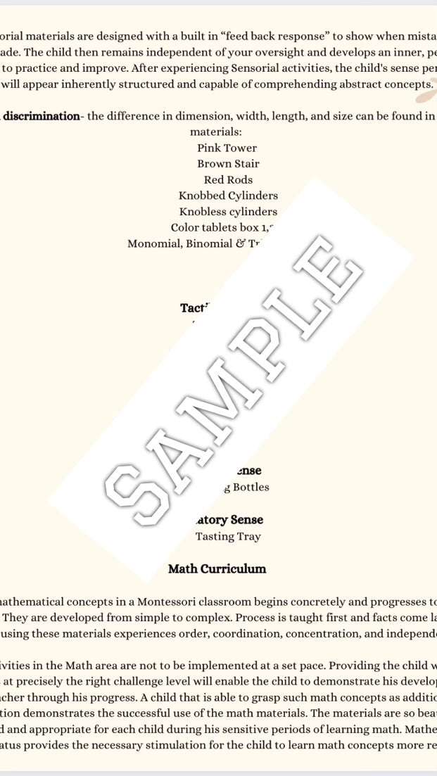 Montessori Curriculum (Editable)