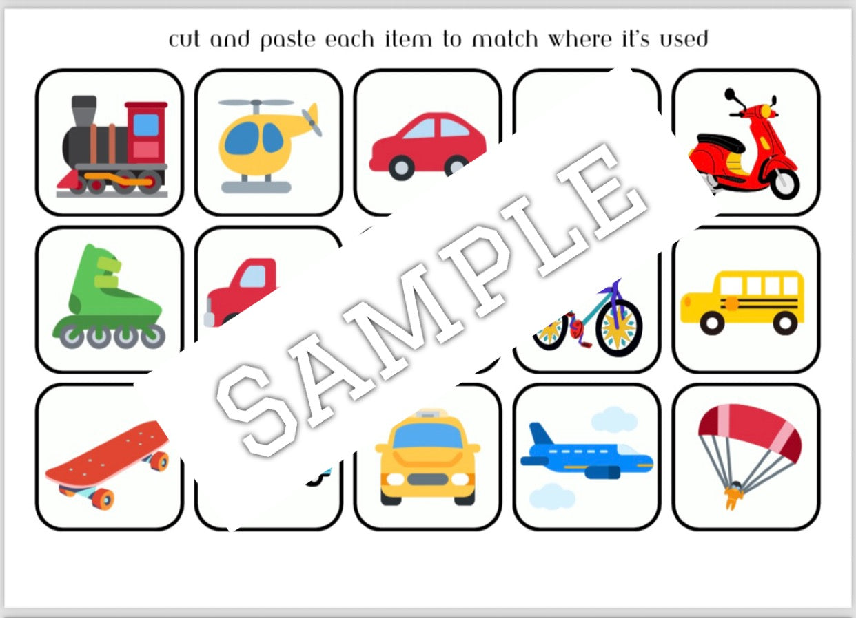 Transportation theme (editable activities)